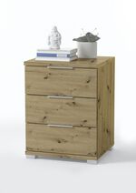 Nachttisch mit metallfarbenen Kunststoffgriffen EICHE