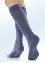 Sechserpack Kniestrümpfe mit Komfortbund 2X JEANSBLAU MELIERT, 2X INDIGOBLAU MELIERT, 2X NACHTBLAU