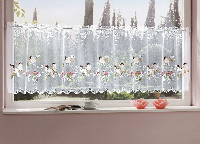 Fenster- und Türdekoration «Vögel» WEISS-BUNT