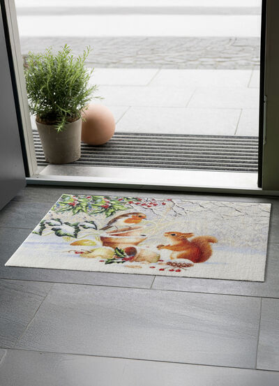 Fussmatte Eichhörnchen mit Vogel 