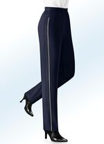 Hose mit kontrasfarbener Zierpaspel MARINE-BEIGE