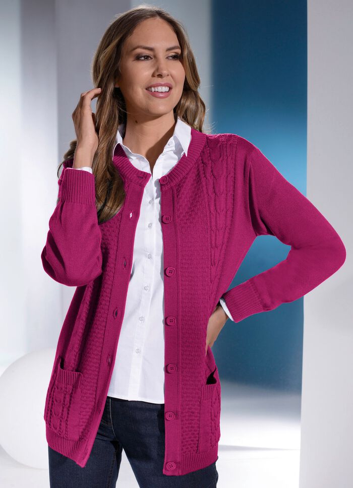 Strickjacke mit Schurwolle BEERE