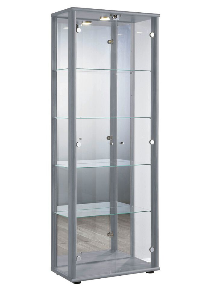 Vitrine, 2-t&uuml;rig, mit LED-Beleuchtung ALU