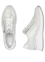 Rieker Schnür-Sneaker aus bedrucktem Synthetikmaterial HELLGRAU-SILBER