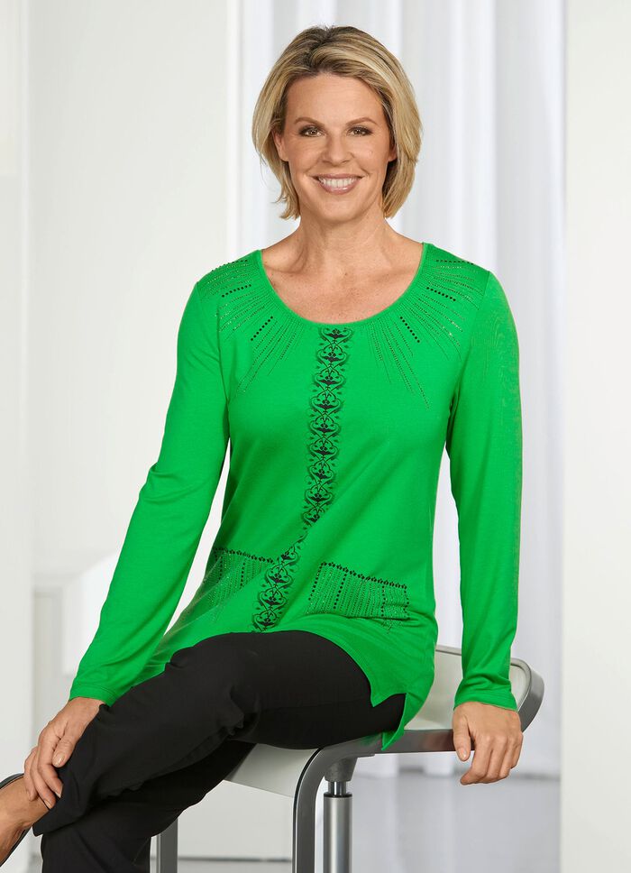 Shirt mit ausgefallenem Druck-Dessin in 3 Farben GR&Uuml;N