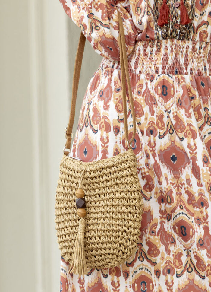 Sommerliche Tasche, Damen, mit verstellbarem Umhängeriemen NATURBRAUN