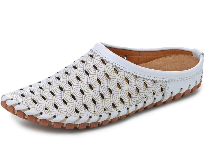 Gemini, sommerlicher Damen-Sabot, Weite G, mit herausnehmbarem Fussbett WEISS