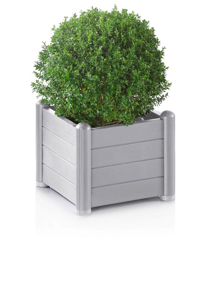 Pflanzkasten aus wetterbest&auml;ndigem Kunststoff STEINGRAU