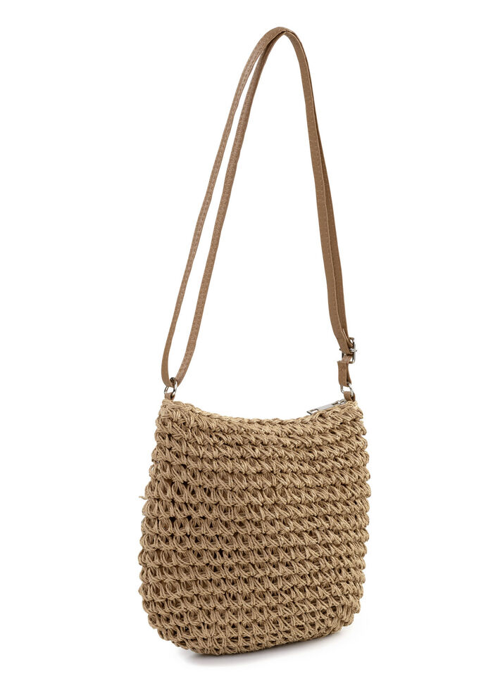Sommerliche Tasche, Damen, mit verstellbarem Umhängeriemen NATURBRAUN