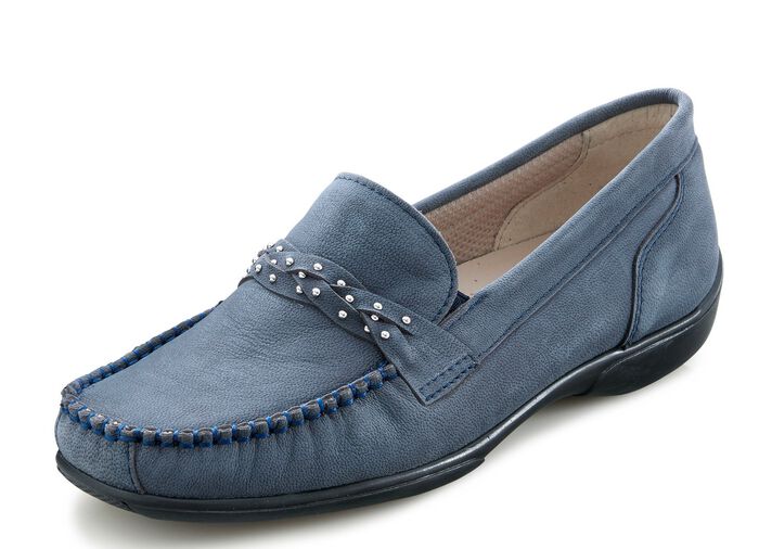 ELENA EDEN, bequeme Damen-Slipper, Weite H, mit herausnehmbarem Fussbett JEANS