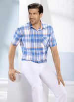 Sommerliches, kariertes «Milano Italy»-Hemd TÜRKIS-WEISS-ORANGE KARIERT