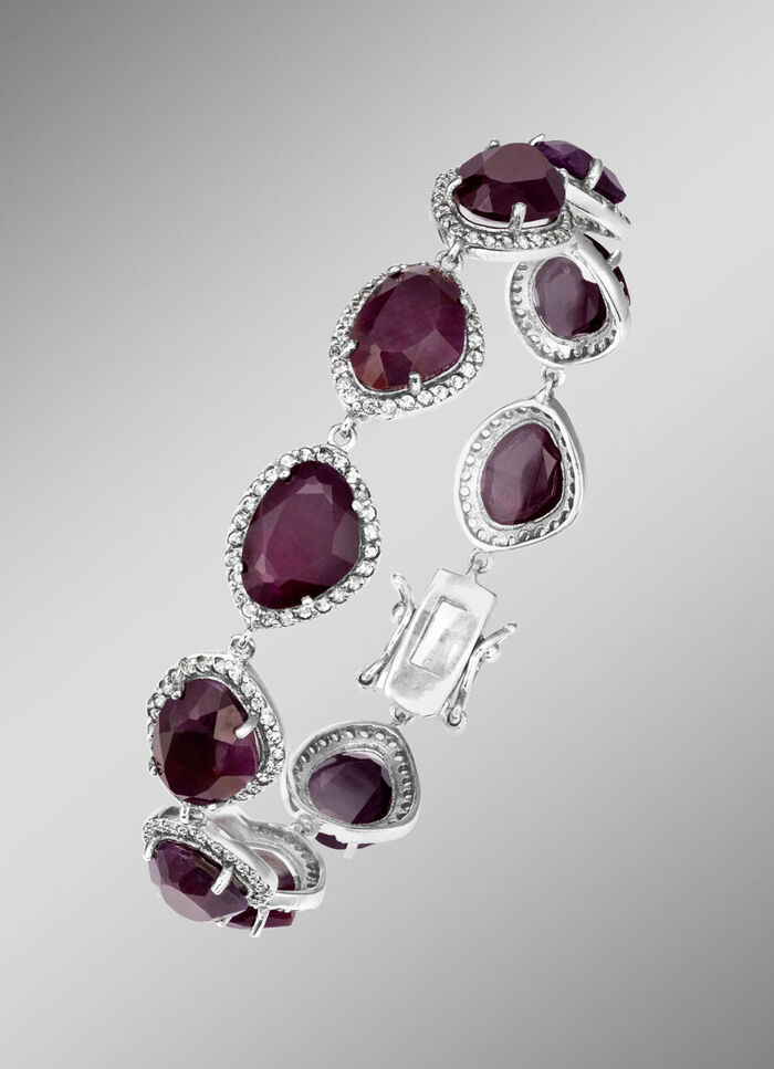 Armband mit echt Rubin und echt Weisstopas 