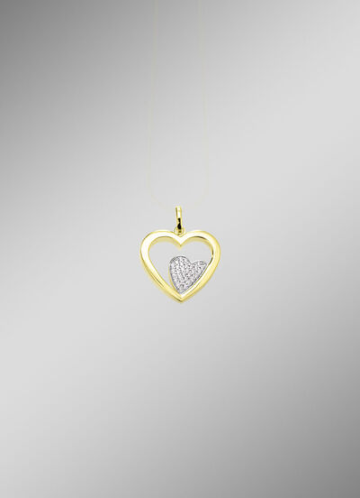 Herz-Anhänger in Bicolor mit synth. Zirkonia 