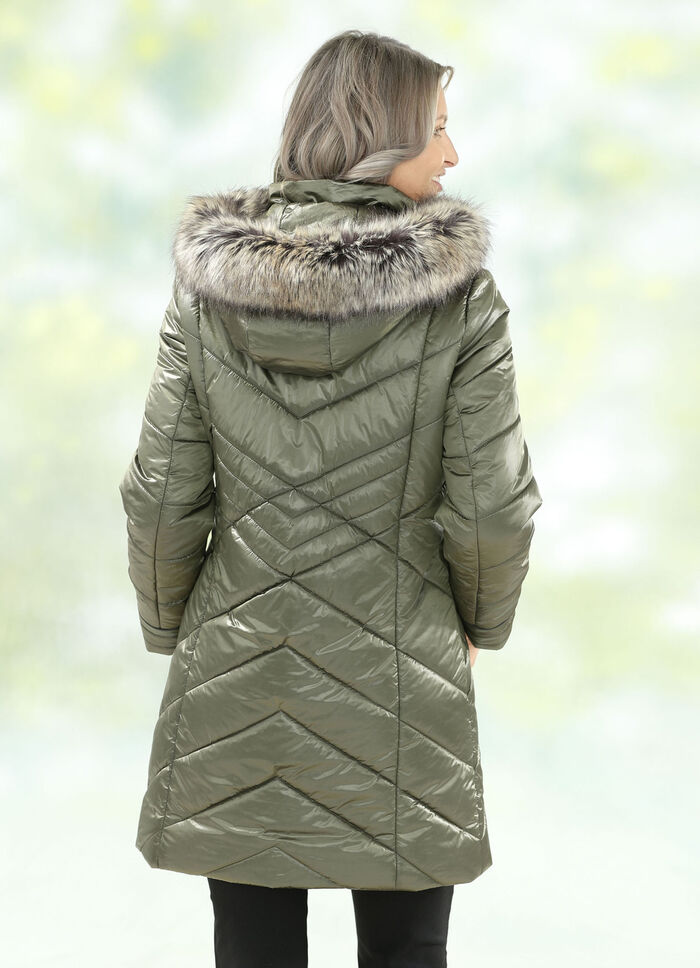 Longjacke mit abnehmbarem Kunstpelz-Besatz 