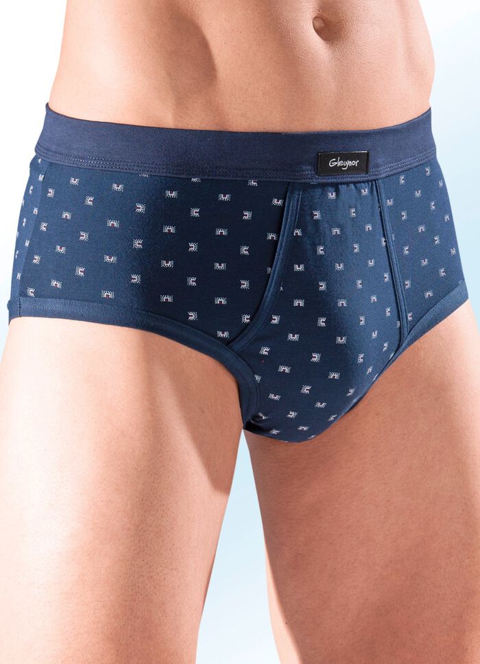 F&uuml;nferpack Slips aus Feinjersey, mit Eingriff, allover dessiniert 