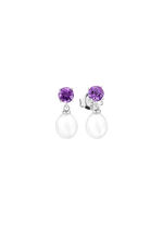 Ohrstecker mit Süsswasser-Zuchtperle und Amethyst 
