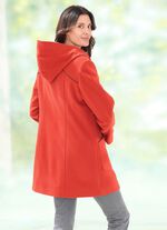 Longjacke mit Nappaleder-Imitatpaspelierungen 