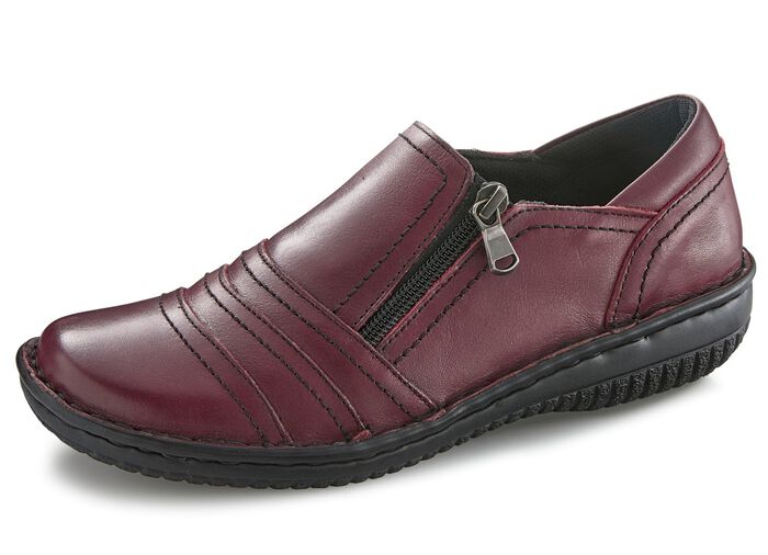 ELENA EDEN, bequeme Damen-Slipper, Weite G, mit herausnehmbarem Fussbett BURGUND