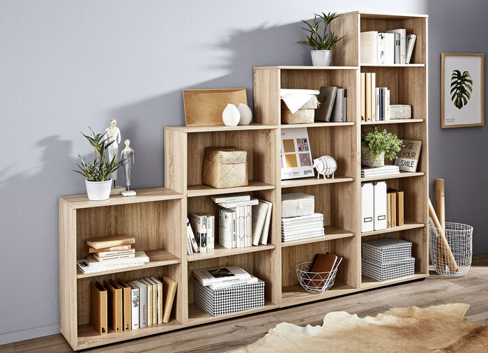 Klassische Regal-Serie mit Kunststofffüssen EICHE SONOMA