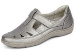 Waldläufer, bequeme Damen-Slipper, Weite H, mit herausnehmbarem Fussbett SILBERGRAU