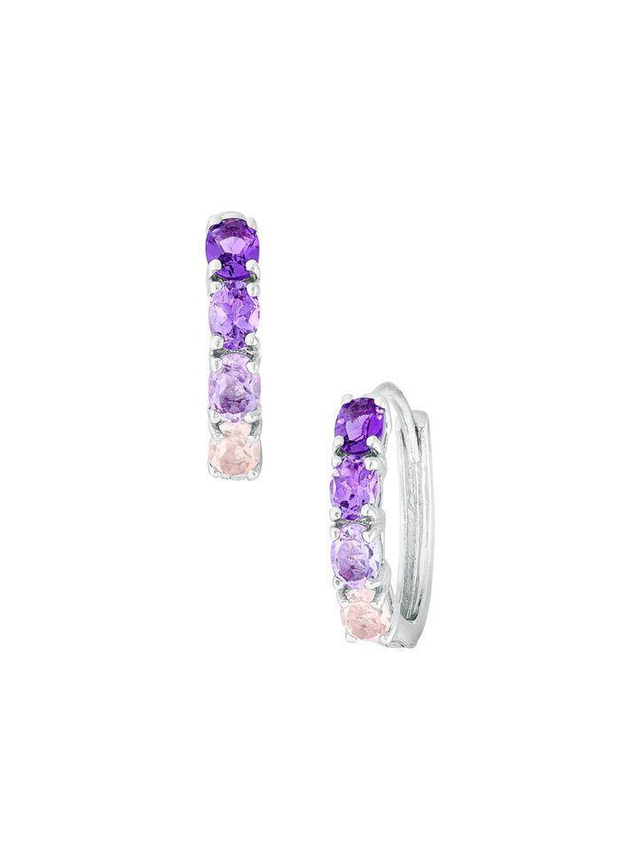 Creolen mit echt Amethyst und echt Rosenquarz 