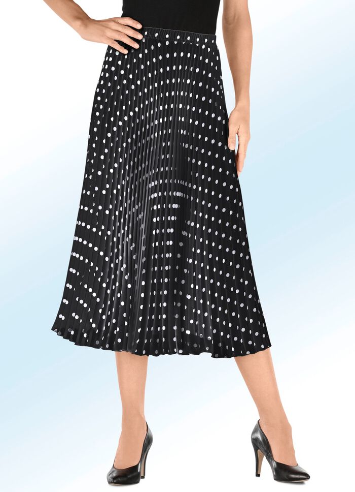 Plissee-Rock mit trendiger Punkte-Dessinierung SCHWARZ-WEISS