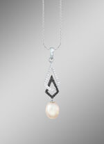 Anh&auml;nger mit Ankerkette und mit schwarzen und wei&szlig;en Zirkonia 