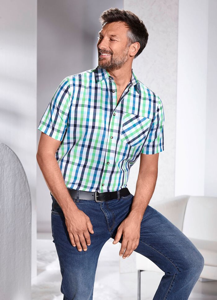 Kariertes Hemd mit Brusttasche in 2 Farben 