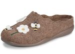 Laurina Filz-Pantoffel mit s&uuml;sser Applikation und Stickerei NATURBRAUN