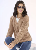 Strickjacke in Grobstrick CAMEL