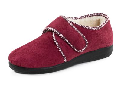 Warme Damen-Hausschuhe, Weite H, mit Klettverschluss 