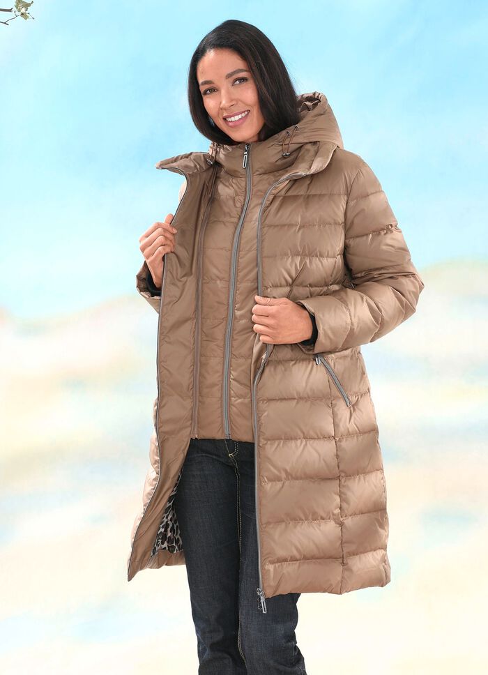 Daunen-Kurzmantel mit Rei&szlig;verschlussleiste 