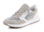 ELENA EDEN Sneaker aus Nappa-, Veloursleder und Textil in Netzoptik SAND-WEISS