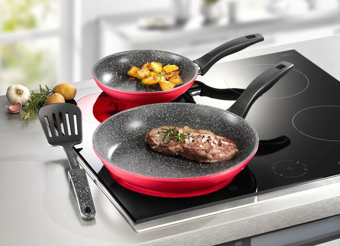 &laquo;Stoneline&raquo; Pfannen-Set, 3-teilig ROT