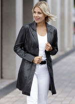 Lederkurzmantel mit Reverskragen SCHWARZ