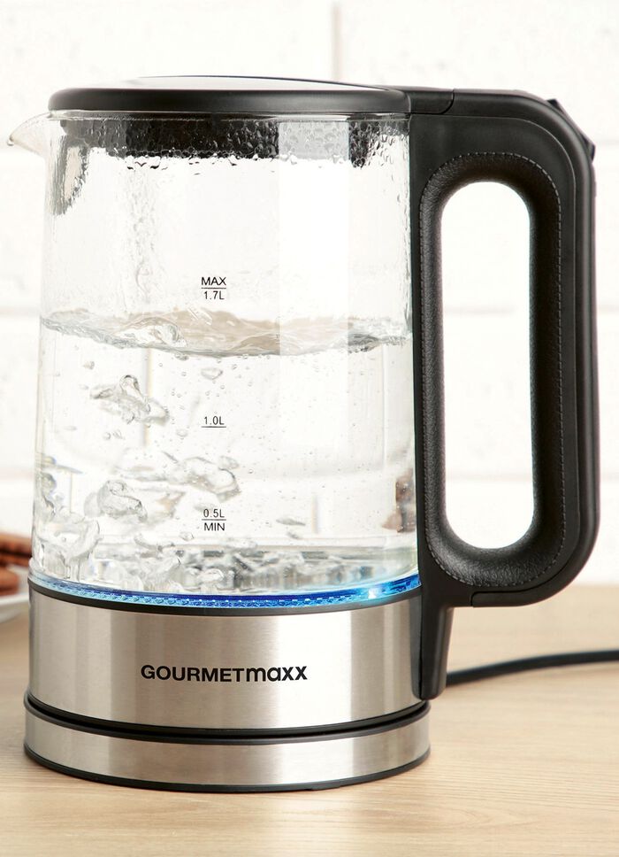 Glas-Wasserkocher mit blauem LED-Licht 