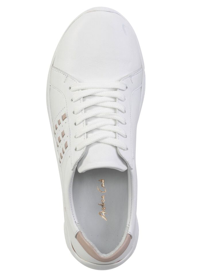 Andrea Conti Schn&uuml;rschuh aus Nappaleder mit Kontrastdurchz&uuml;gen WEISS