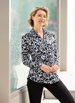 Shirtbluse mit durchgehender Knopfleiste in 2 Farben SCHWARZ-GRAU