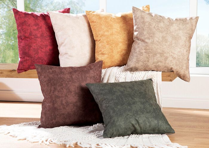 Marmorierte Velours-Kissenbezüge CREME