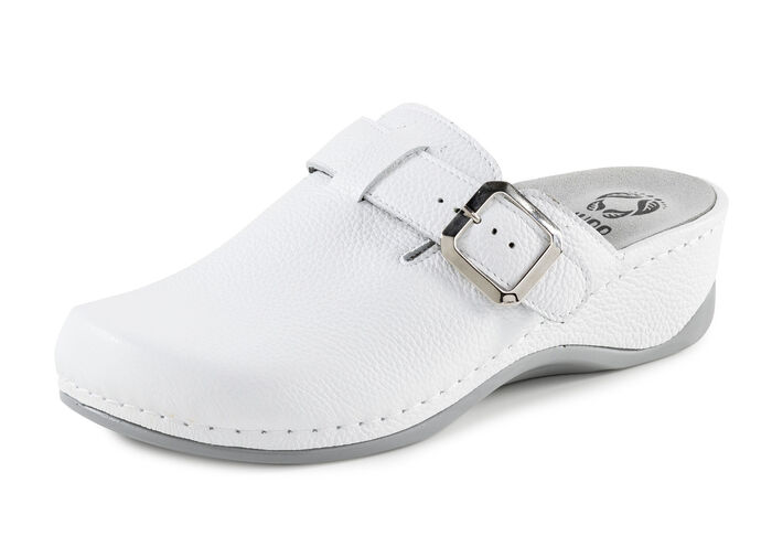 Mubb, klassische Damen-Clogs, Wete H, mit herausnehmbarem Fussbett WEISS