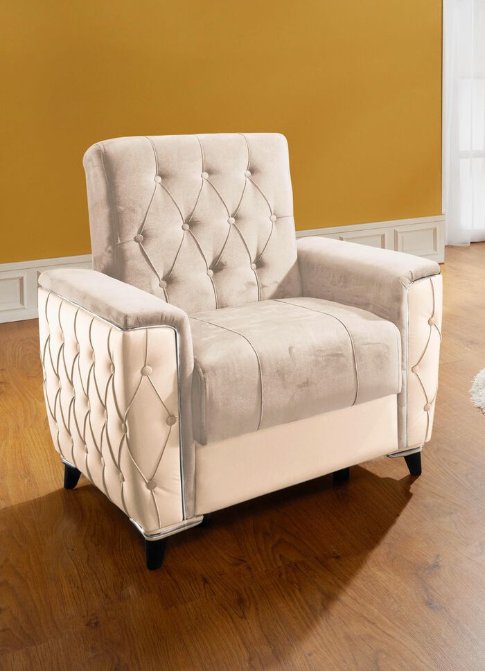 Polstermöbel mit Bettkasten und Liegefunktion CREME