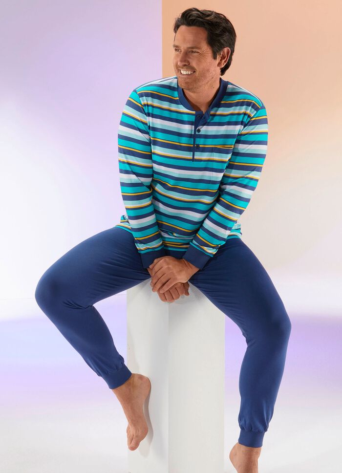 Pyjama mit Knopfleiste und Ringeldessin 