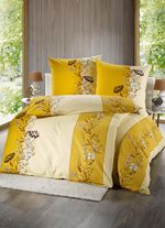 B&uuml;gelfreie Seersucker Bettw&auml;sche-Garnitur GELB
