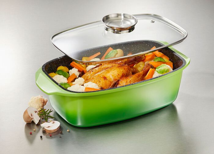 Extra hoher Aluguss-Br&auml;ter von King mit Antihaft-Beschichtung GR&Uuml;N