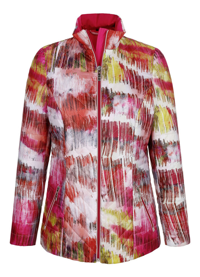 Steppjacke im mehrfarbigen Grafikdruck 