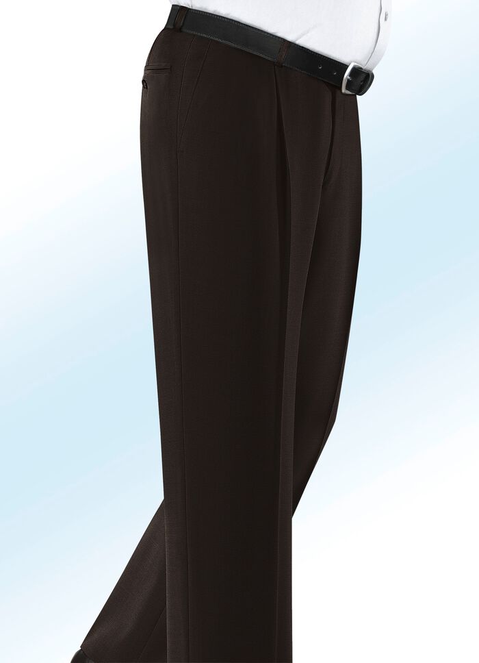 &laquo;Klaus Modelle&raquo;-Unterbauch-Hose mit Bundfalten in 4 Farben  DUNKELBRAUN