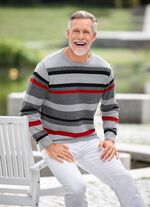 Modischer Rundhalspullover in 2 Farben GRAU-SCHWARZ-ROT