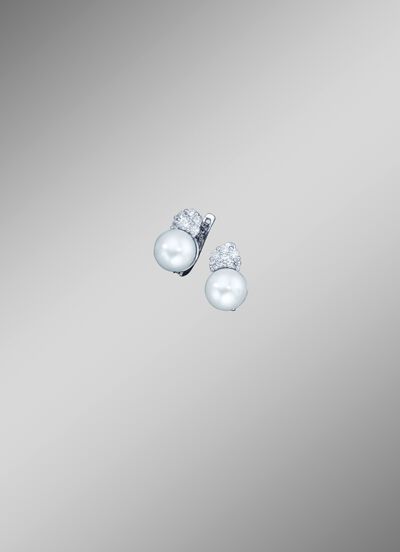 Ohrringe mit S&uuml;sswasser-Zuchtperlen und synth. Zirkonia 