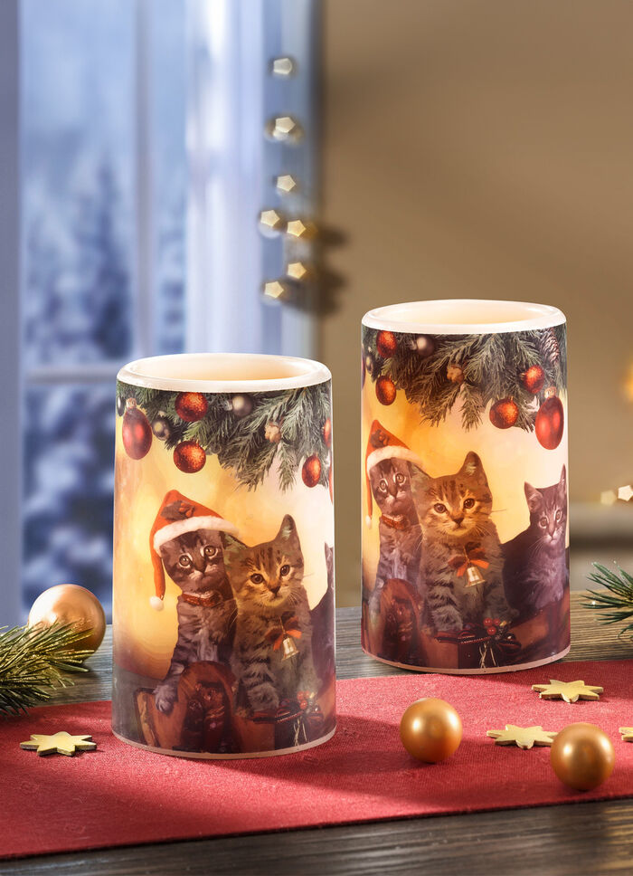 LED-Echtwachskerzen, 2er-Set 