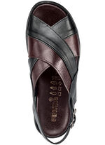 Sandale mit anatomisch geformten Lederfussbett SCHWARZ-BORDEAUX